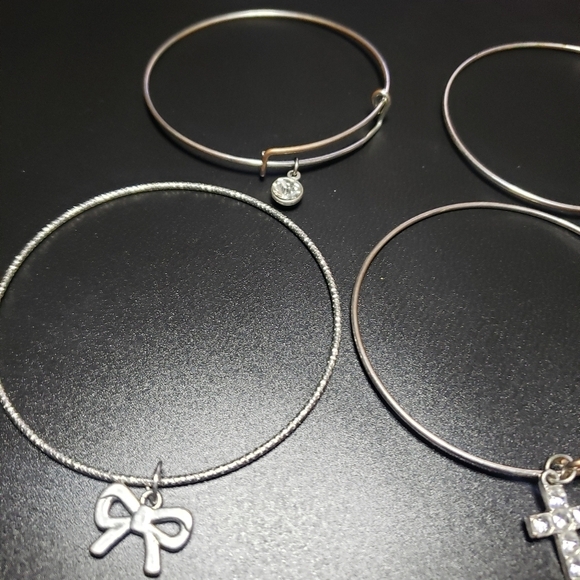 bangle bracelets with charms bundle lot of 4, crosses, bows - Picture 3 of 4
